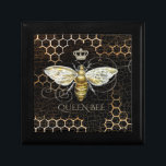 Queen Bee Royal Crown Honingraat Zwart Cadeaudoosje<br><div class="desc">Deze  themakast heeft een Queen Bee-ontwerp van een honingbij met een koningskroon op een zwarte achtergrond van honingraat. Maakt een uniek meisjesgeschenk voor elke gelegenheid. Ontworpen door kunstenaar ©Tim Coffey.</div>