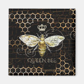  Queen Bee Royal Crown Honingraat Zwart Magneet (Voorkant)
