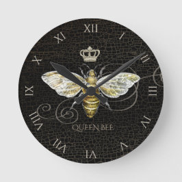  Queen Bee Royal Crown Honingraat Zwart Ronde Klok