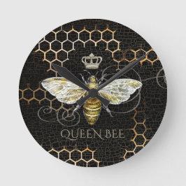 Queen Bee Royal Crown Honingraat Zwart Ronde Klok