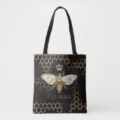  Queen Bee Royal Crown Honingraat Zwart Tote Bag (Voorkant)