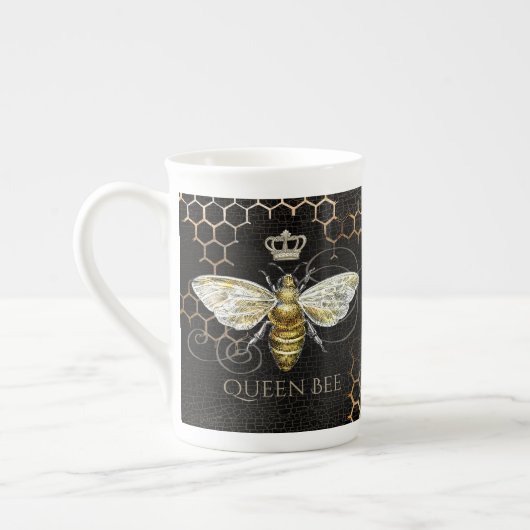  Queen Bee Royal Crown Zwart Porselein Kop (Links)