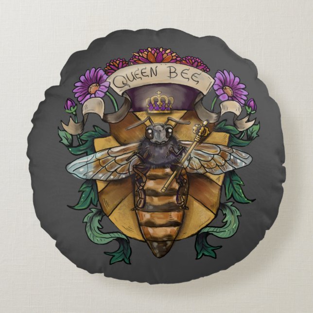 Queen Bee Royal Rond Kussen (Voorkant)