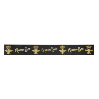 QUEEN BEE SATIN RIBBON BLACK SATIJNEN LINT