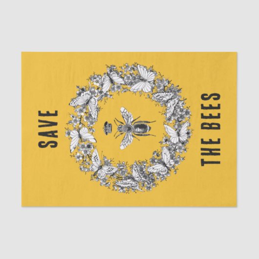 Queen Bee Save the Bees Vlinder Krans Geel Tissuepapier (Voorkant)