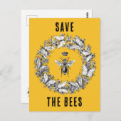 Queen Bee Save the Bees Vlinderkrans Briefkaart (Voorkant / Achterkant)