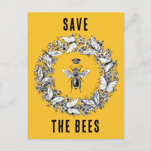 Queen Bee Save the Bees Vlinderkrans Briefkaart (Voorkant)