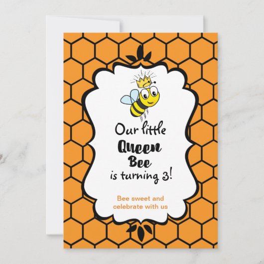 Queen Bee Schattigee hommel met kroonverjaardag Kaart (Voorkant)