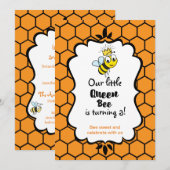 Queen Bee Schattigee hommel met kroonverjaardag Kaart (Voorkant / Achterkant)