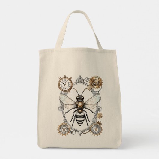Queen bee steampunk bij canvas tas (Achterkant)