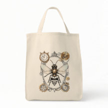 Queen bee steampunk bij canvas tas
