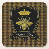 Queen Bee Tweed Jouw tekst Kartonnen Onderzetters (Voorkant)
