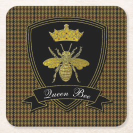 Queen Bee Tweed Jouw tekst Kartonnen Onderzetters