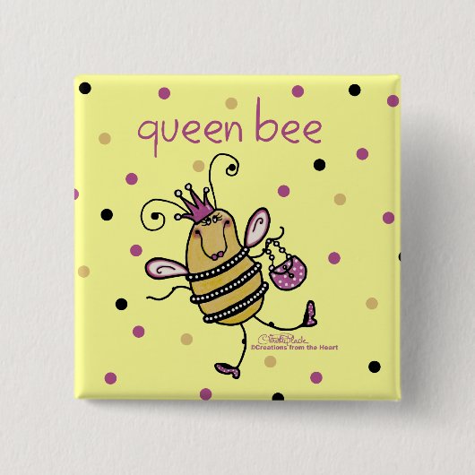 Queen Bee Vierkante Button 5,1 Cm (Voorkant)