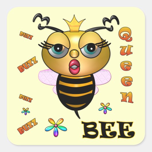 Queen Bee Vierkante Sticker (Voorkant)
