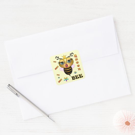 Queen Bee Vierkante Sticker (Envelop)