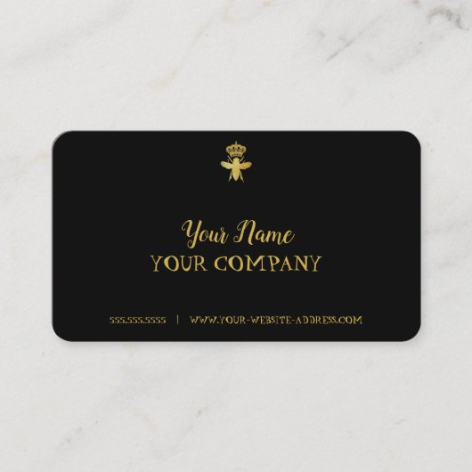 QUEEN BEE Visitekaartjes BLACK & GOLD (Voorkant)