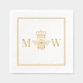 Queen Bee W/ Crown #2Couple 2 Initiaal Monogram FM Folie Servetten (Voorkant)