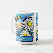 Queen Bee Whimsical Bumblebee Daisies Personalized Koffiemok (Voorkant links)