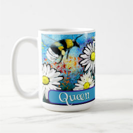 Queen Bee Whimsical Bumblebee Daisies Personalized Koffiemok