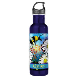 Queen Bee Whimsical Bumblebee Daisies Personalized Waterfles