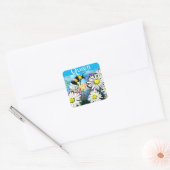 Queen Bee Whimsical Bumblebee in Daisies Schildere Vierkante Sticker (Envelop)