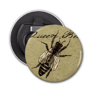 Queen Bee Wildlife Bug Insect Button Flesopener