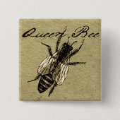 Queen Bee Wildlife Bug Insect Vierkante Button 5,1 Cm (Voorkant)