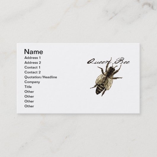 Queen Bee Wildlife Bug Insect Visitekaartje (Voorkant)