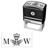Queen Bee With Crown Couple 2 Initial Monogram Zelfinktende Stempel (In situ)