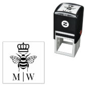 Queen Bee With Crown Wedding Couple Initials #2 Zelfinktende Stempel (In situ)