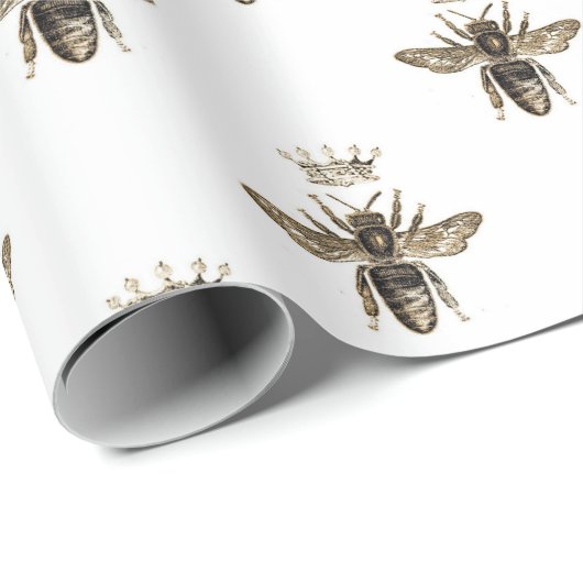 Queen Bee Zwart Goud Elegant Gift Cadeaupapier (Rol Hoek)