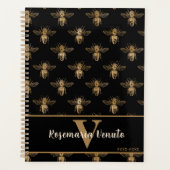 Queen Bee Zwart Goud Patroon Ontwerp Planner (Voorkant)