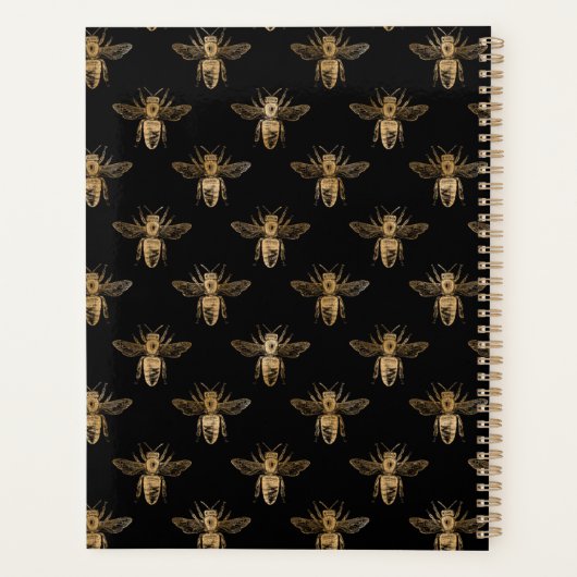 Queen Bee Zwart Goud Patroon Ontwerp Planner (Achterkant)