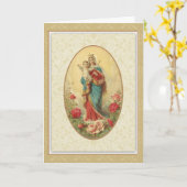 Queen Blessed Virgin Mary Baby Jesus Kaart (Gele Bloem)