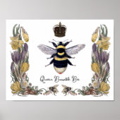 Queen Bumble Bee in Flower Lijst Poster (Voorkant)