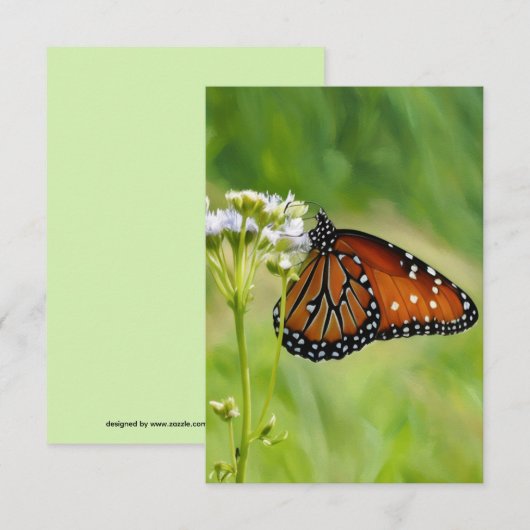 Queen Butterfly Art Flat Note Kaart (Voorkant / Achterkant)