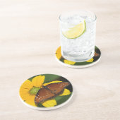 Queen Butterfly op gele bloem Zandsteen Onderzetter (Zijkant)