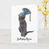 Queen Cat Birthday Card Kaart (Gele Bloem)