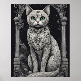 Queen Cat - Dia de los Muertos, Suikerschedel Stij Poster
