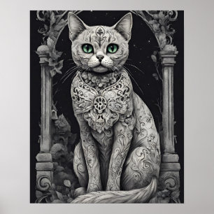 Queen Cat - Dia de los Muertos, Suikerschedel Stij Poster
