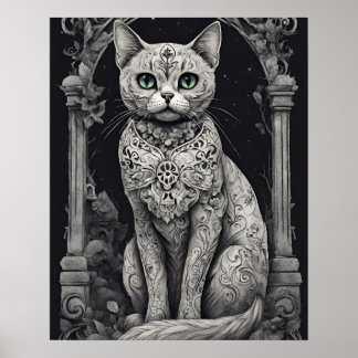 Queen Cat - Dia de los Muertos, Suikerschedel Stij Poster