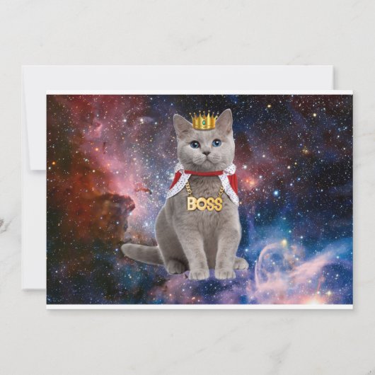 Queen Cat Gold Invitation Kaart (Achterkant)