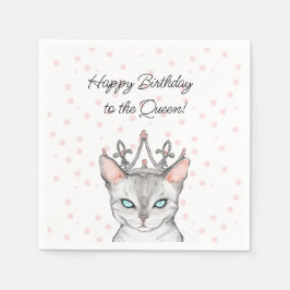 Queen Cat met een Tiara Birthday Napkins Servet