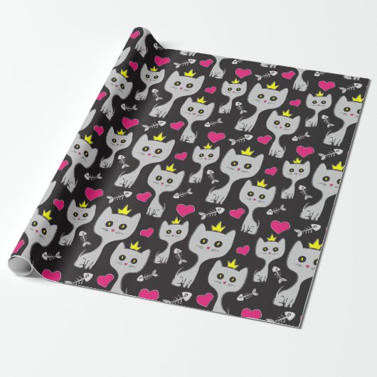 Queen Cat Pattern Cadeaupapier (Uitgerold)