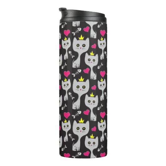 Queen Cat Pattern Thermosbeker (Geroteerd rechts)