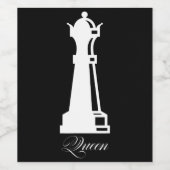 Queen Chess Piece Halloween Costume Chess Lover Wijn Etiket (Enkel label)