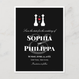 Queen Chess Piments Lesbian Wedding Save the Date Aankondigingskaart