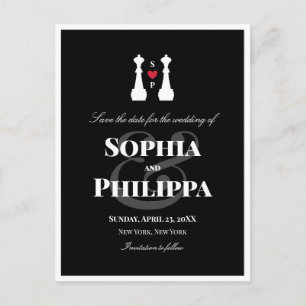 Queen Chess Piments Lesbian Wedding Save the Date Aankondigingskaart