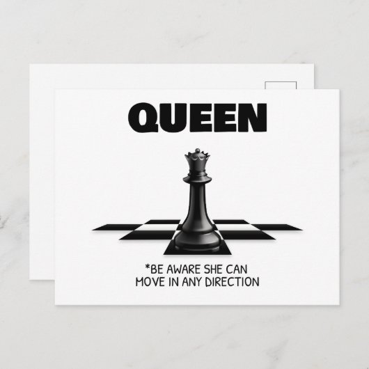 Queen Chess Wees je ervan bewust dat ze in elke ri Briefkaart (Voorkant / Achterkant)